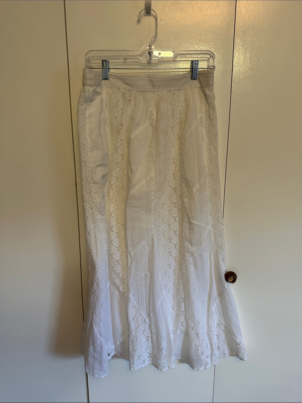 White Lace Panel Maxi Skirt - Women's